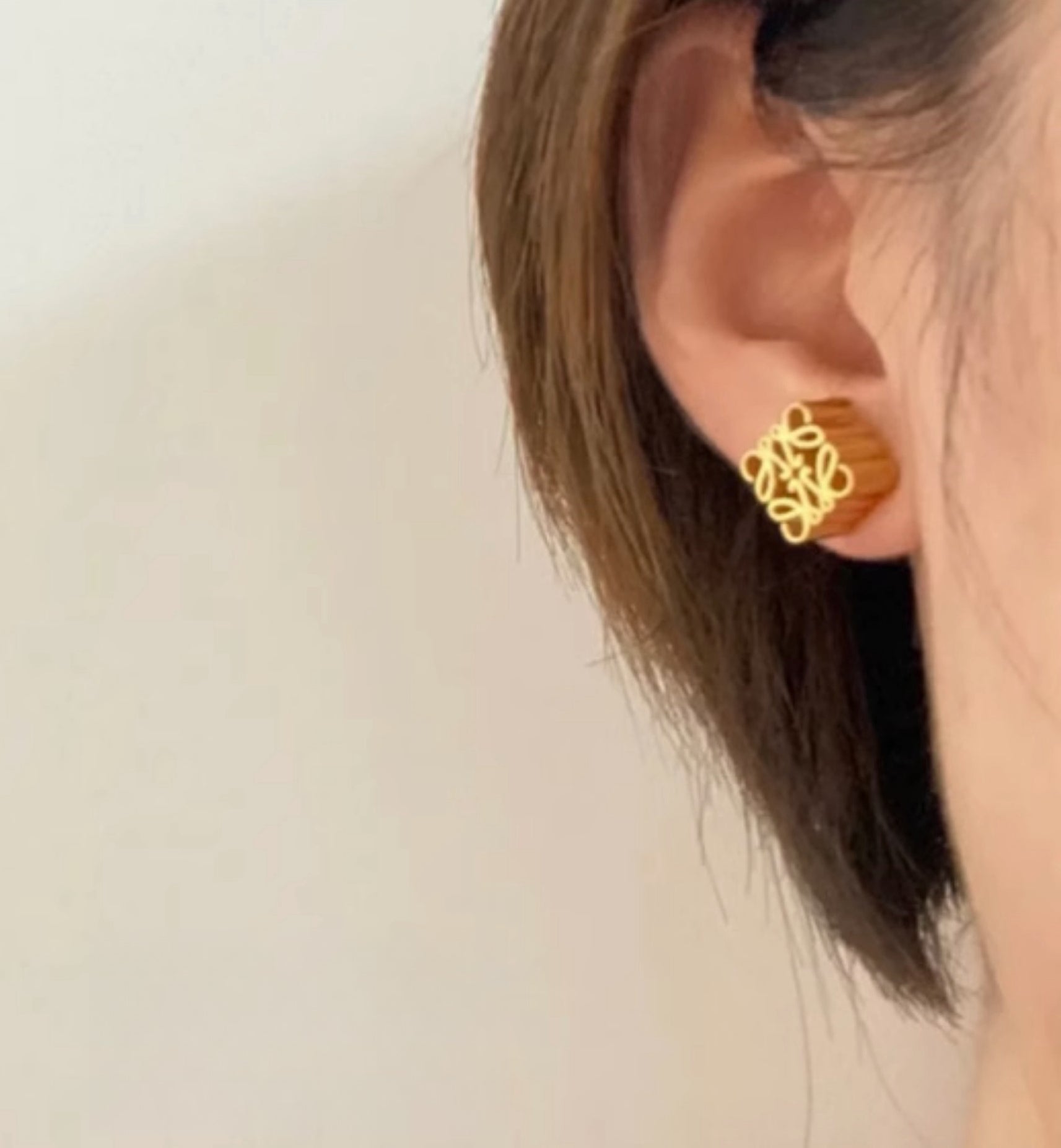 Geometric Hollow Gold 3D Stud Earrings