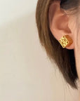 Geometric Hollow Gold 3D Stud Earrings