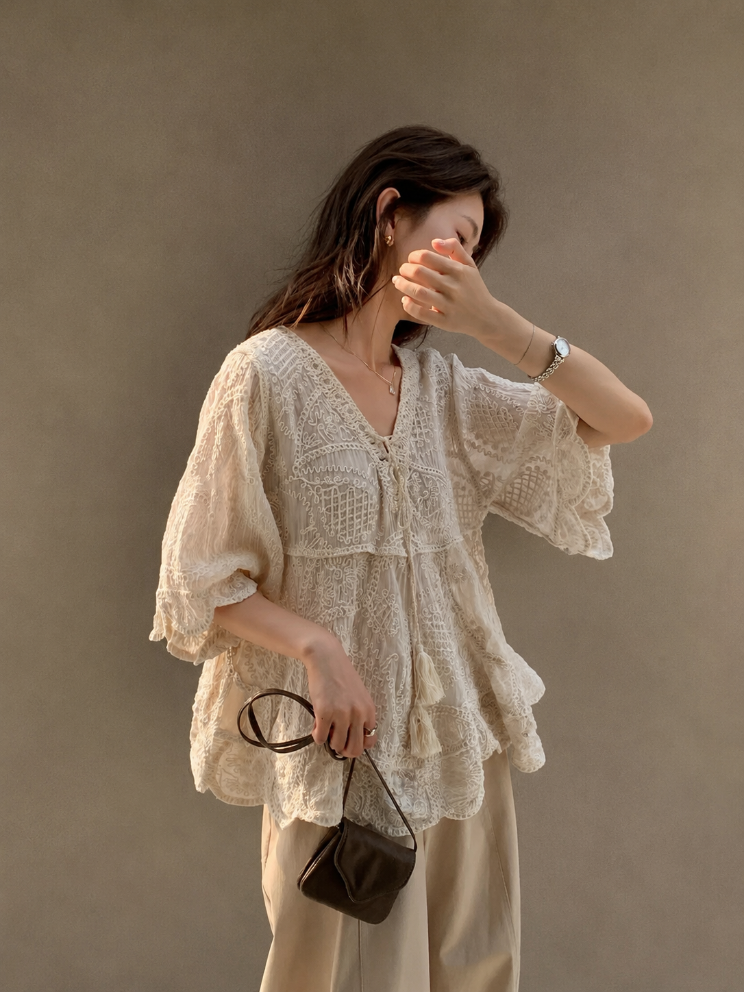 Bohemian Embroidered Crochet Top