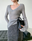 V-Neck Elegant Versatile Knit Top