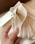 Acetate Wool-Protein Fleece Curved-Leg Pants