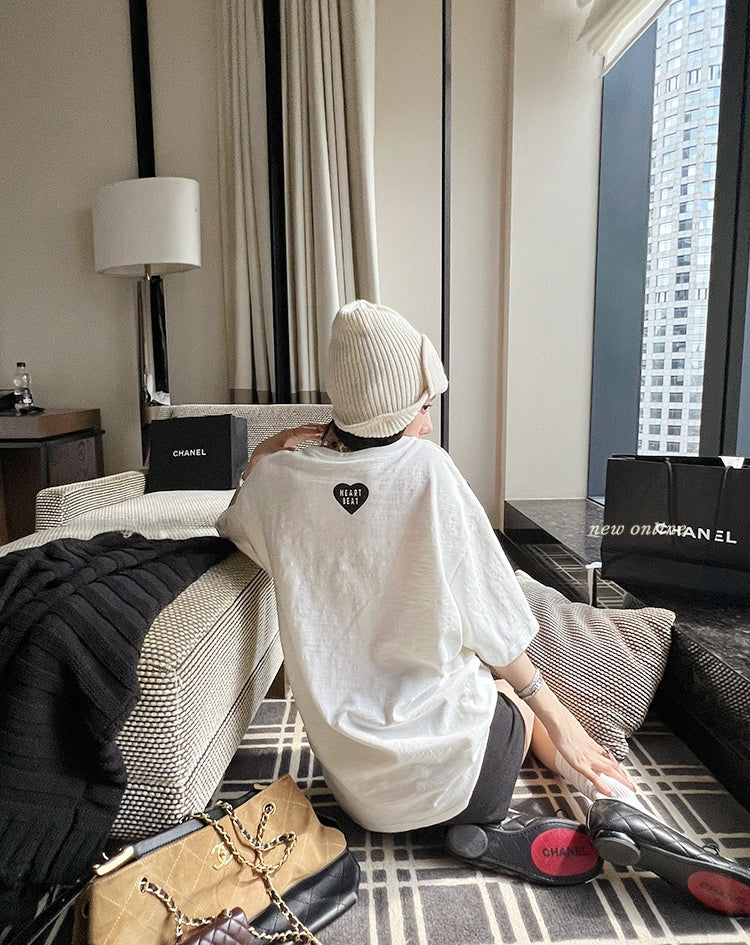 Vintage gold-foil heart bamboo-slub tee