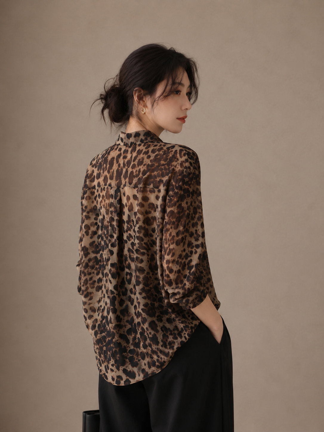 Vintage Luxe Leopard Chiffon Shirt
