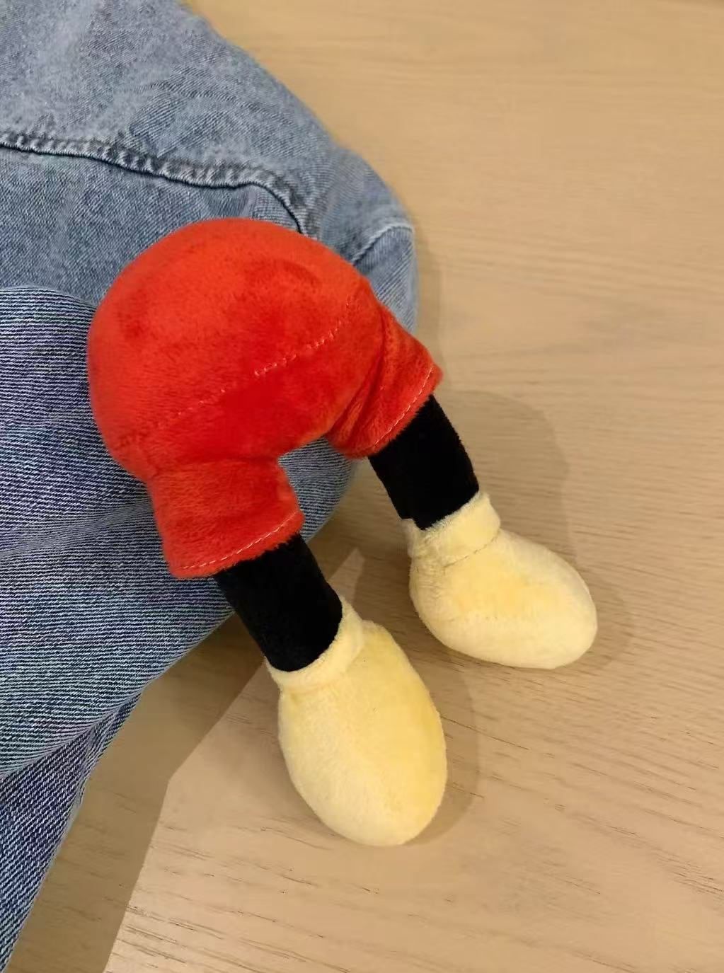 Washed Denim Jacket with Mickey Embroidered Plush Detail