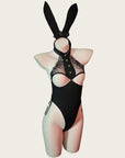 Hands-Free Cutout Chest Bunny Girl Bodysuit Lingerie Set