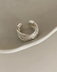 Vintage European and American Style Metal Woven Minimalist Open Ring