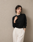 Mock Neck Layered Knit Cardigan
