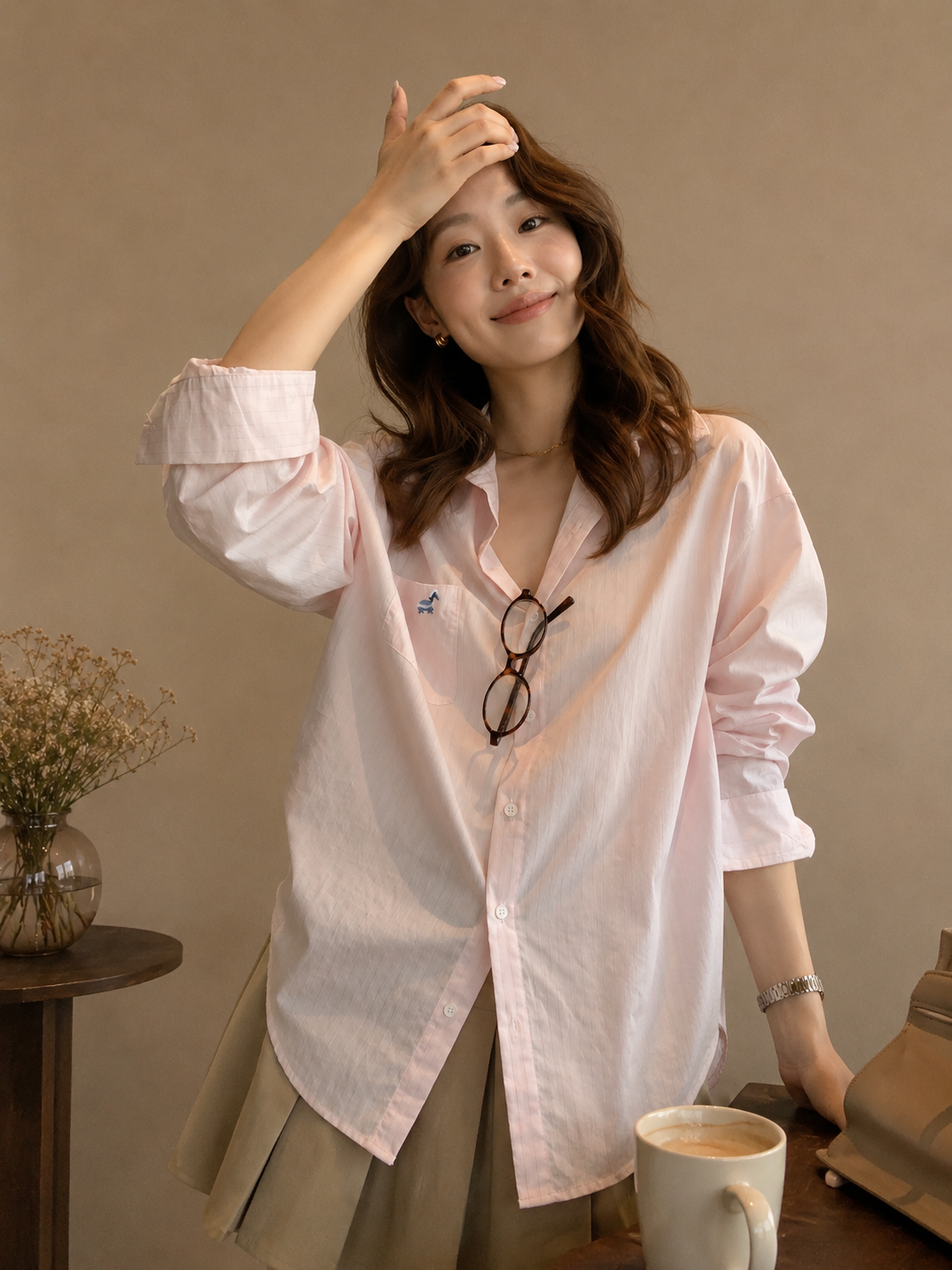 Korean-Style Pink Shirt
