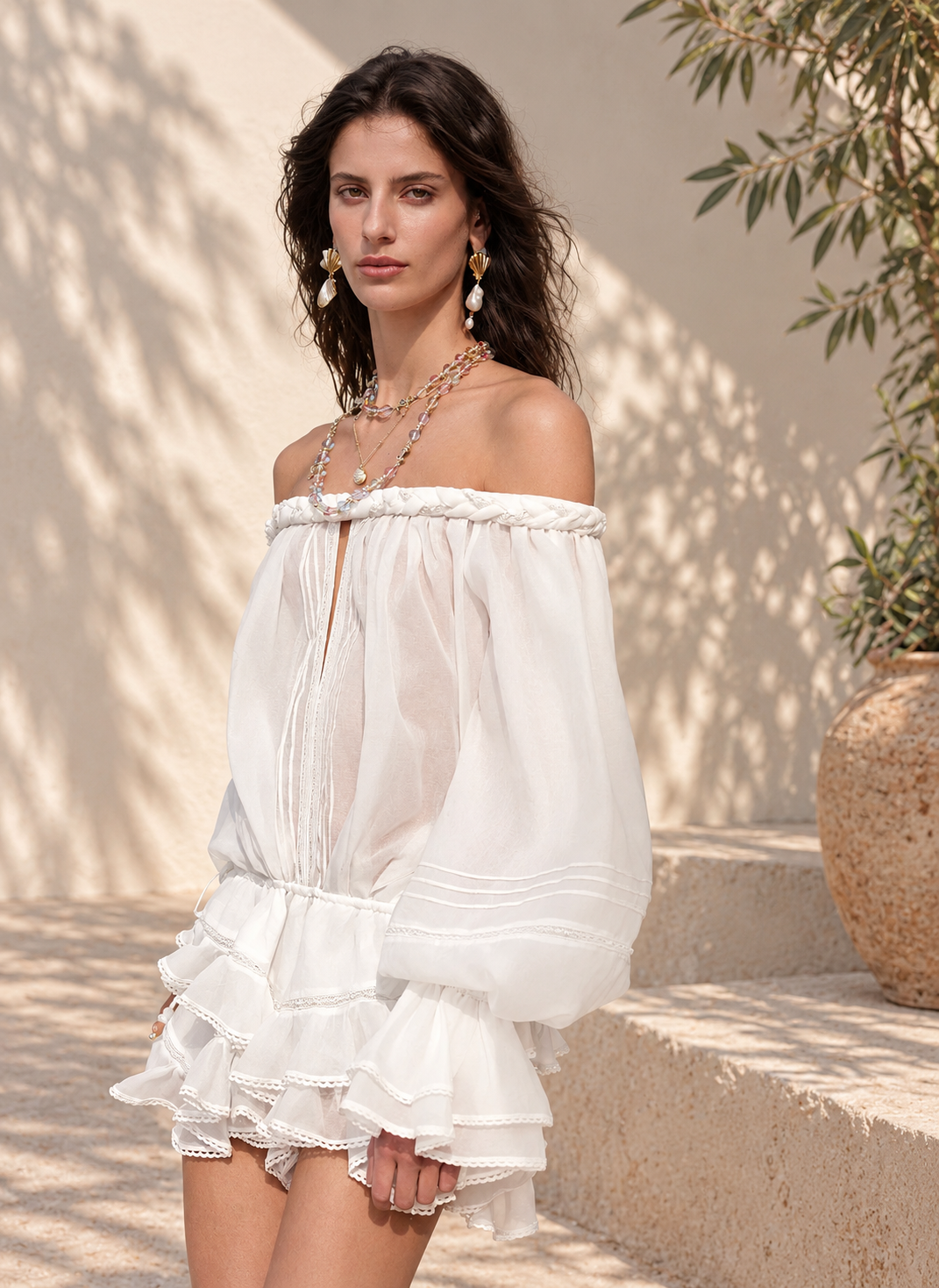 Romantic Off-Shoulder Chiffon Romper