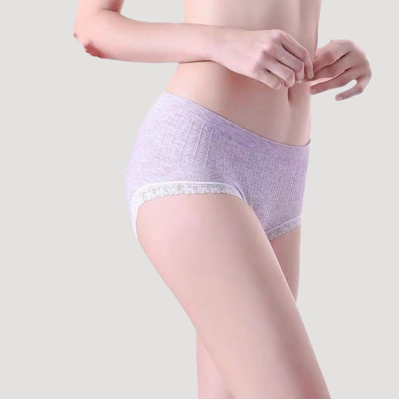 Seamless Xinjiang Colored Cotton Mid-Rise Panties（2 in 1 pack）