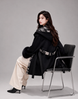 Ink Print Wool Cape Coat