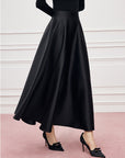 Hepburn-inspired high-waisted French A-line skirt