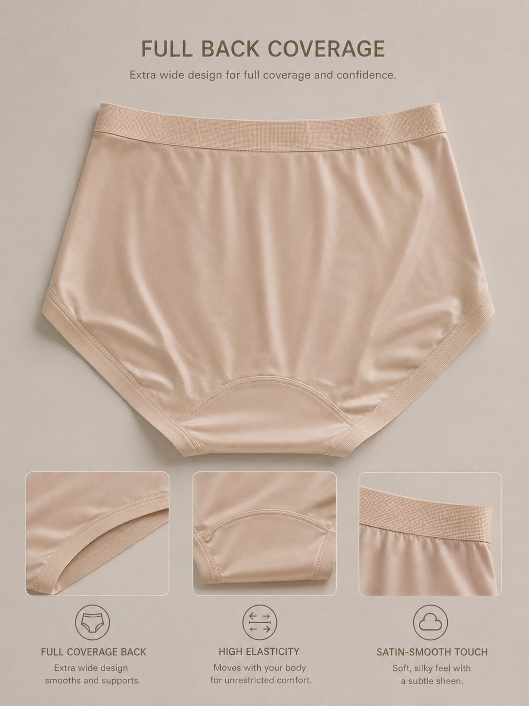 French Luxe Satin Silk Mid-Waist Briefs (3-Pack)