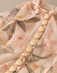 Floral Drawstring Balloon Sleeve Blouse (Includes Bandeau Top)