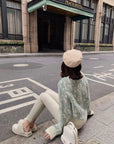 Letter Jacquard Wool Thick Jacket