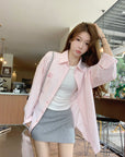 Korean-Style Sweet Pink Striped Shirt