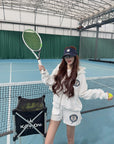 Waffle Knit Loose Hoodie Cardigan &amp; Shorts Set