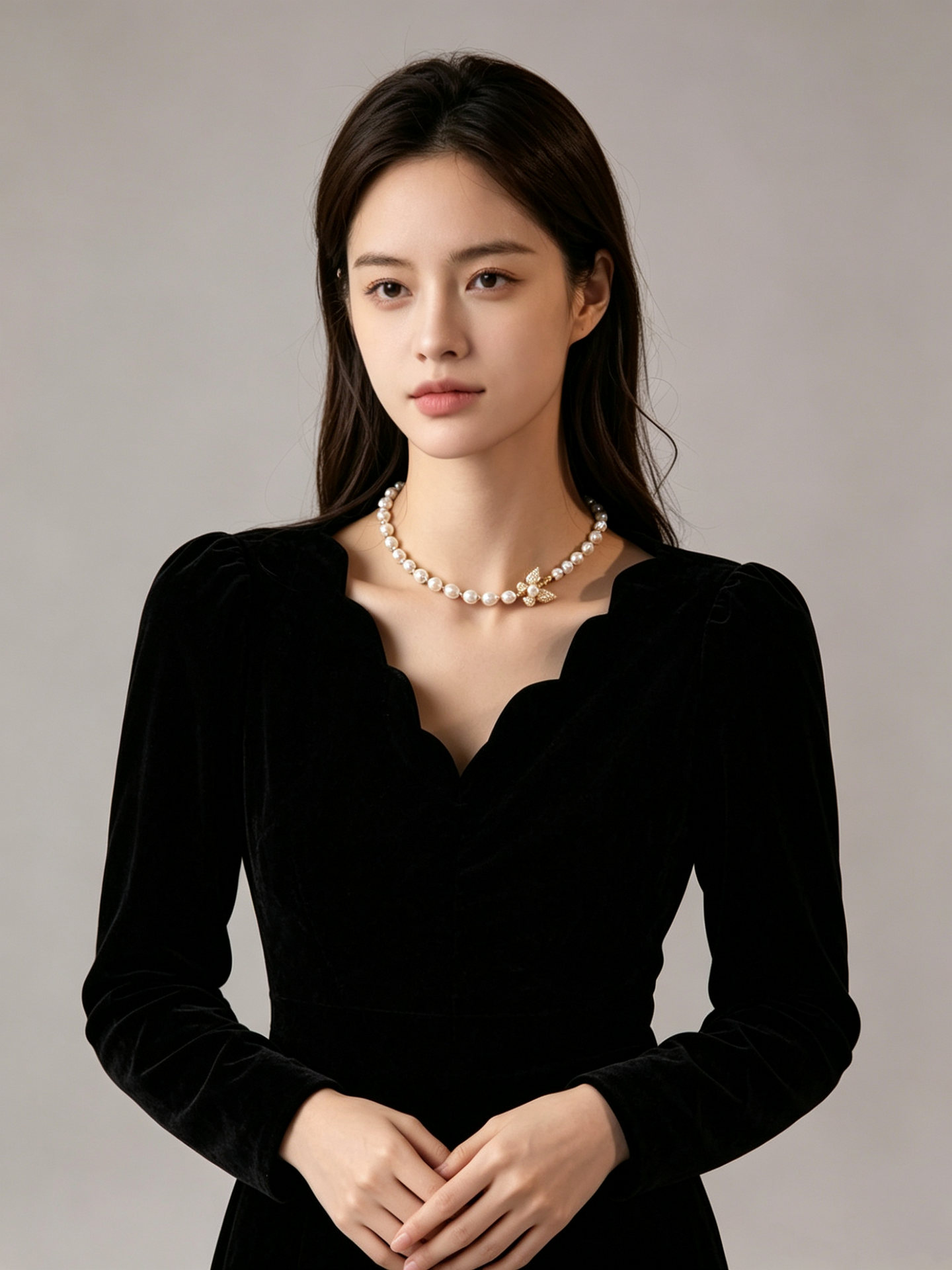 Korean-Inspired Luxury Butterfly Pearl Necklace