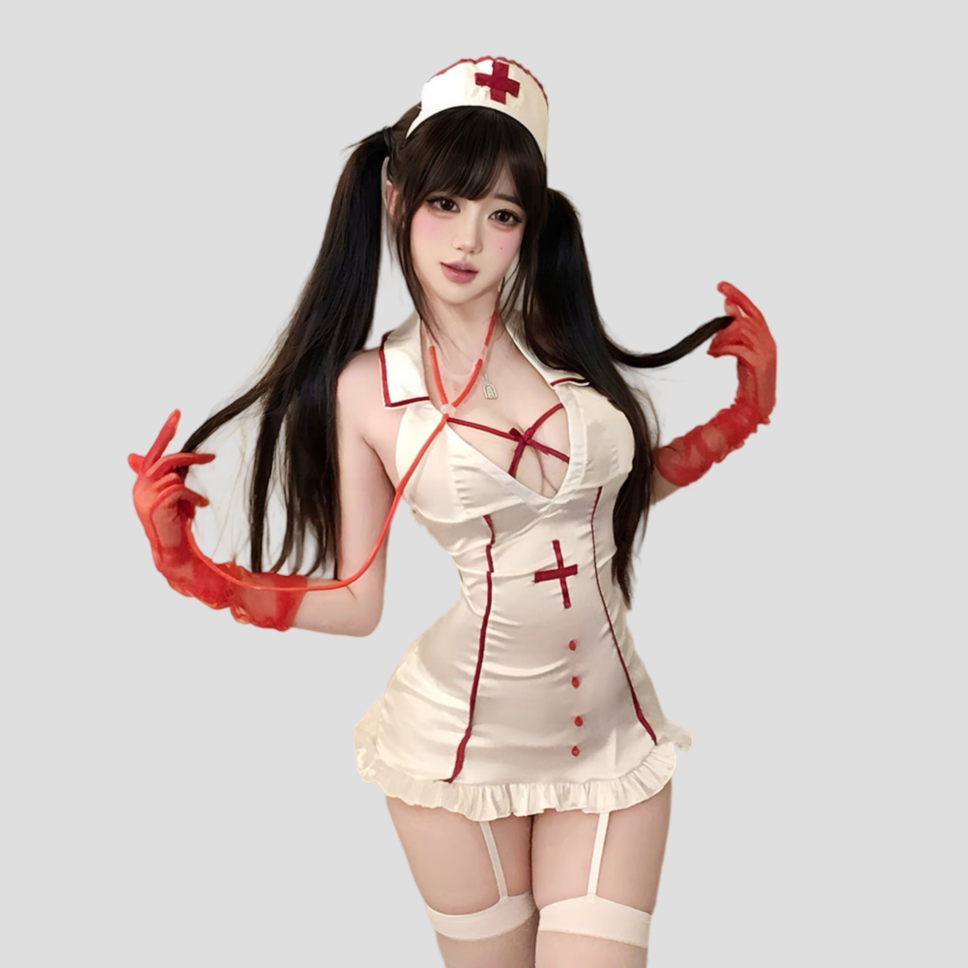 Satin Nurse Costume Mini Dress