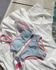 Korean Baby Blue Contrast Bikini Set