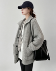 Korean-style wool knit cardigan with a relaxed, stylish design