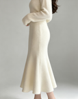 Thick Knit High-Waisted Fishtail Skirt