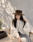 Back-Slit Relaxed Patchwork Batwing Sleeve Knit Top