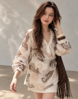 Relaxed Paisley V-Neck Top