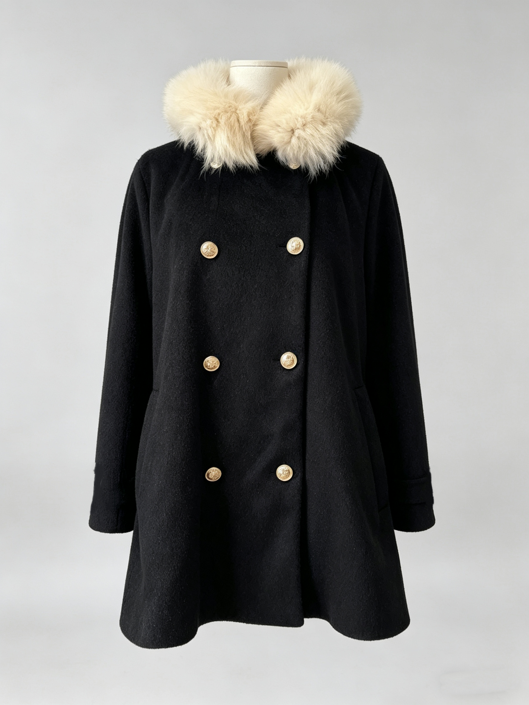 Mocha Fur-Collar Cape Coat