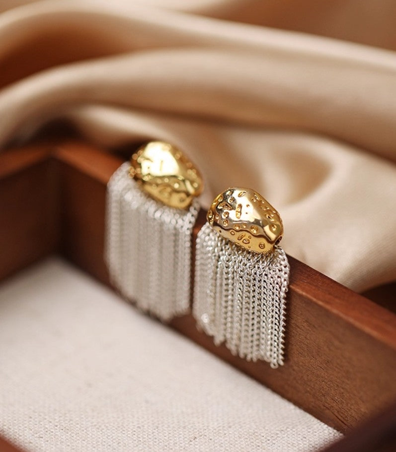 Irregular Tassel Earrings with 925 Hypoallergenic Posts