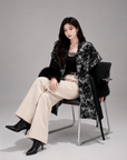 Ink Print Wool Cape Coat