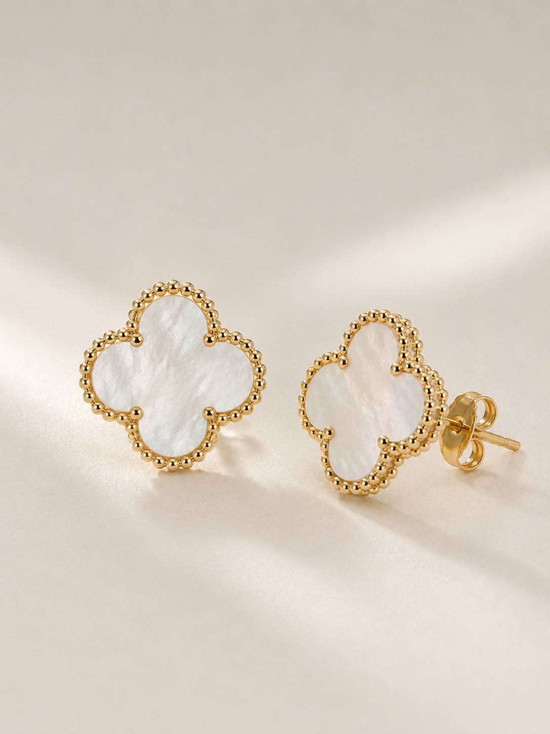 Mother-of-Pearl Clover Stud Earrings