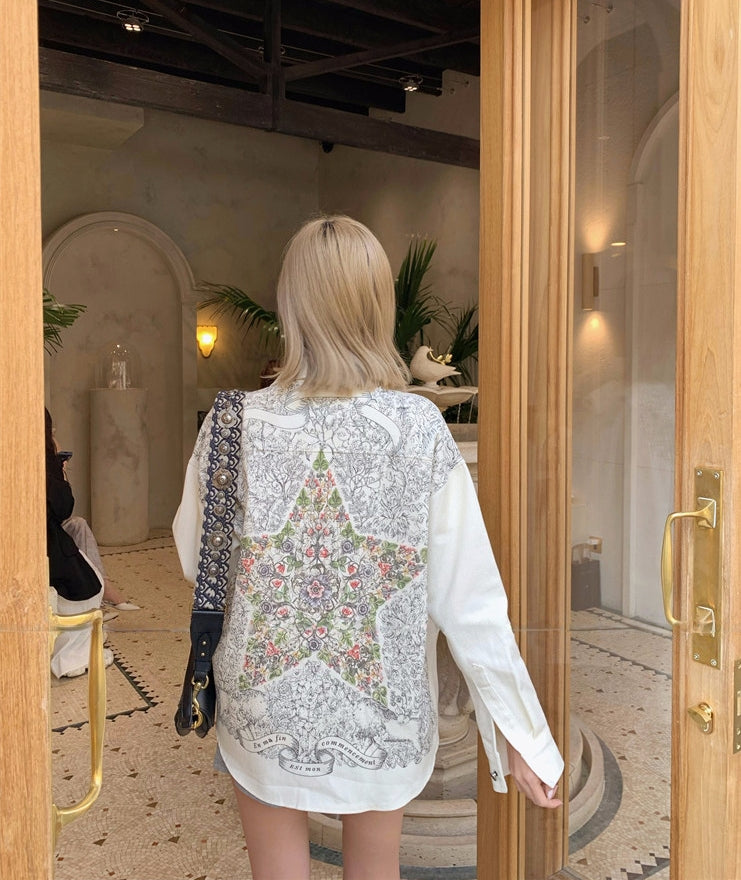 Dixr printed cotton denim shirt