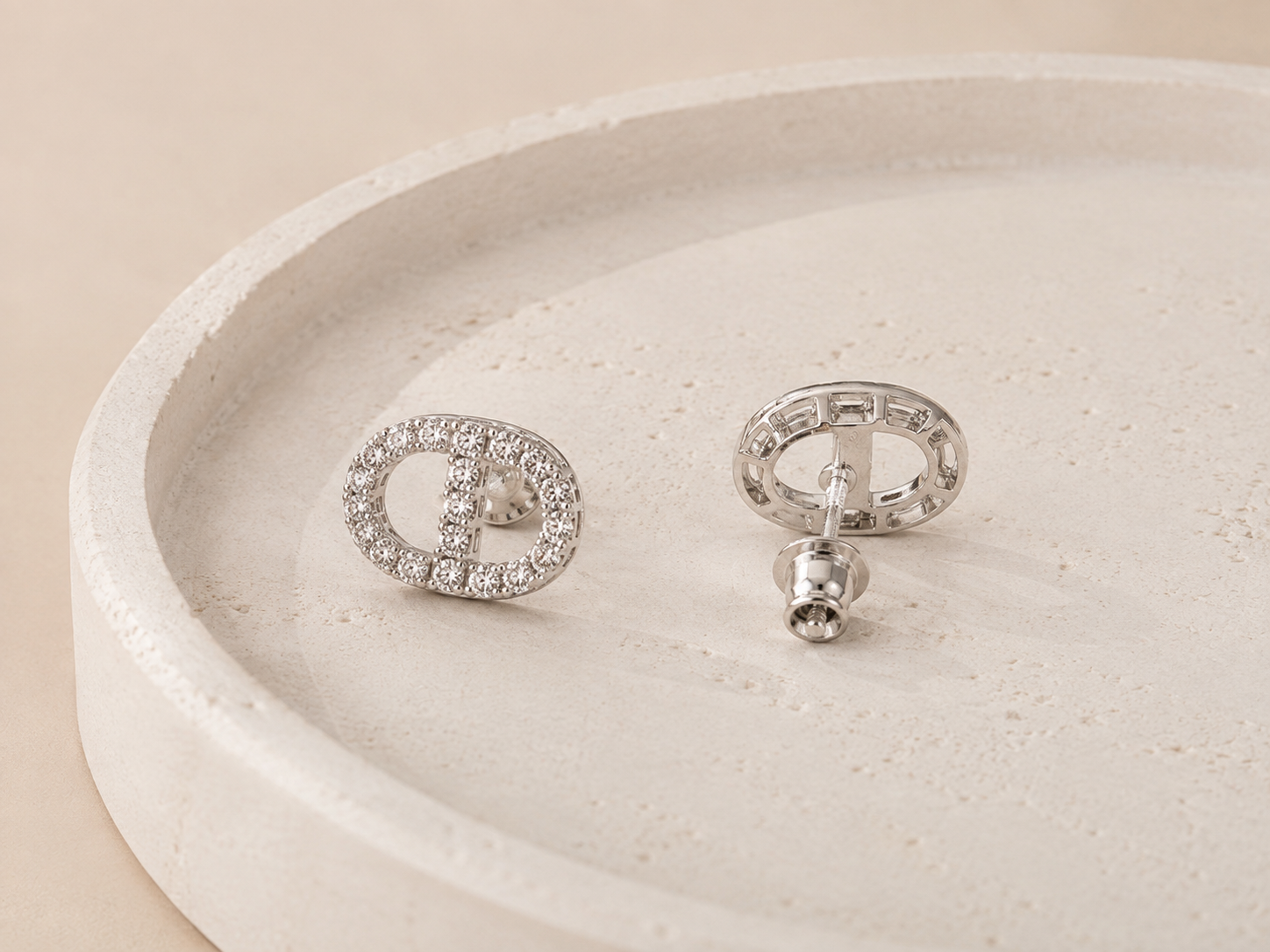 Full pavé stud earrings with a chic, luxe look