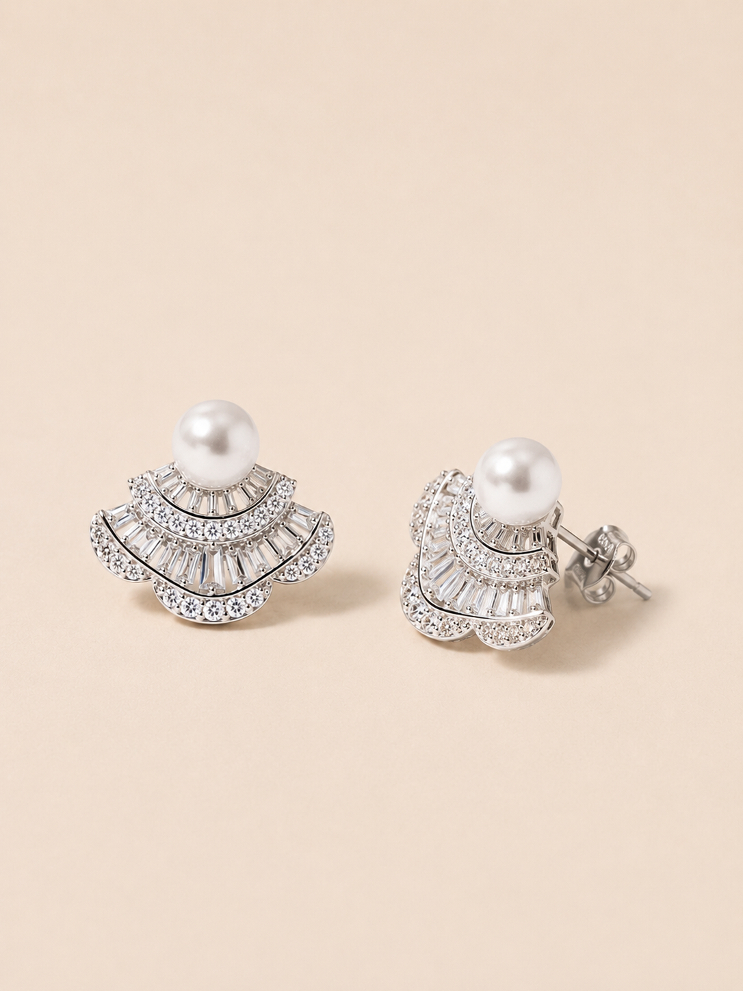 Vintage Pearl Fan Earrings