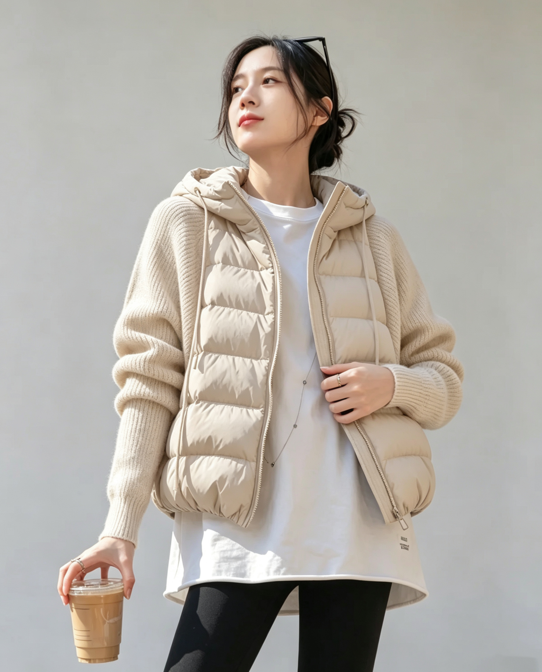 Heavyweight Recommendation 90% White Duck Down Knit Hooded Puffer Jacket