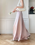 Delicate Pleated Shimmer Wide-Leg Skirt Pants