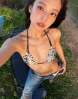 Jennie-Inspired Leopard Print 3-Piece Bikini Set