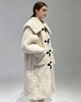 Wool-Blend Eco Faux Fur Mid-Length Coat