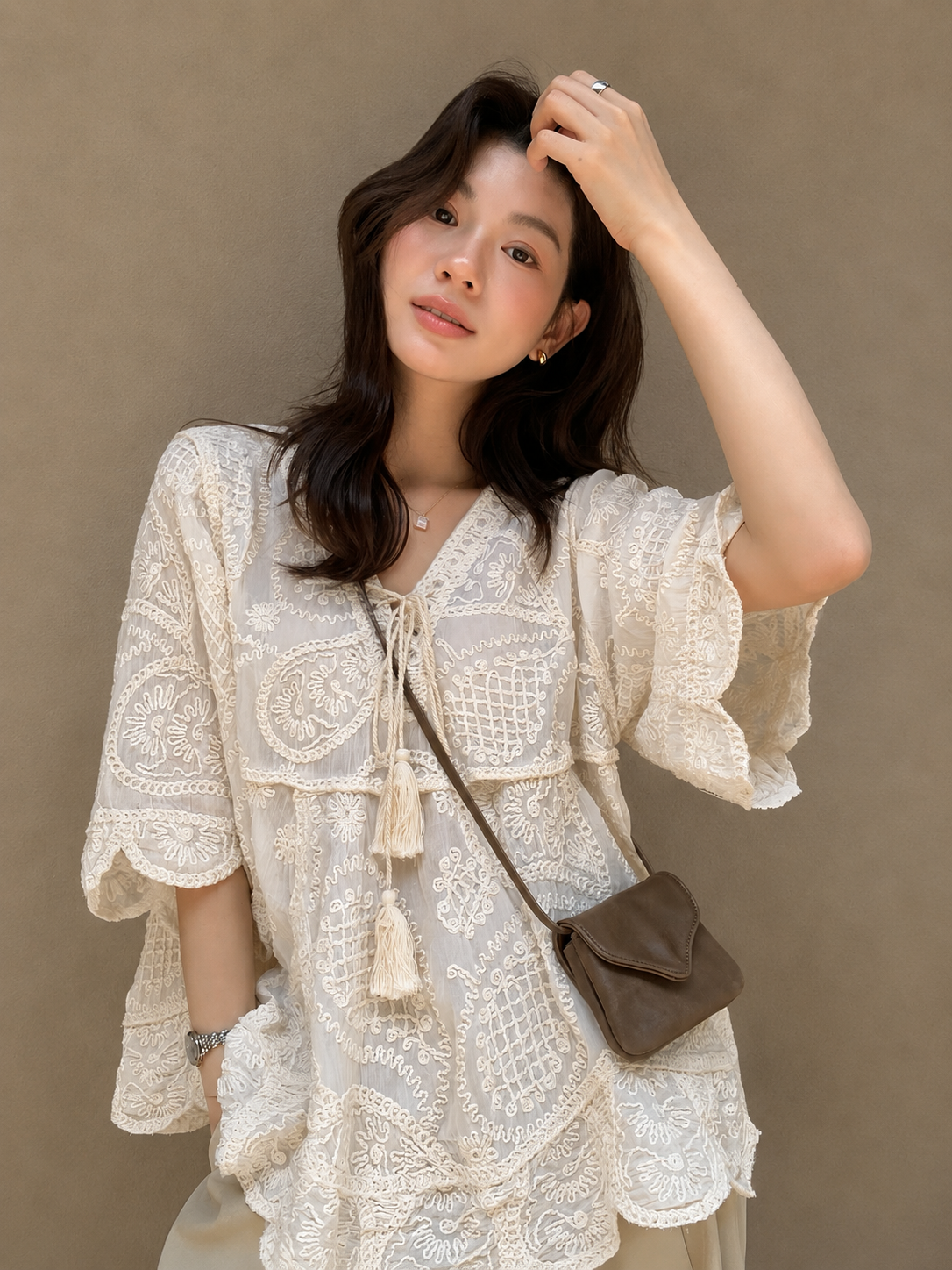 Bohemian Embroidered Crochet Top