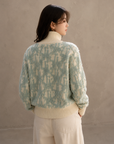 Letter Jacquard Wool Thick Jacket