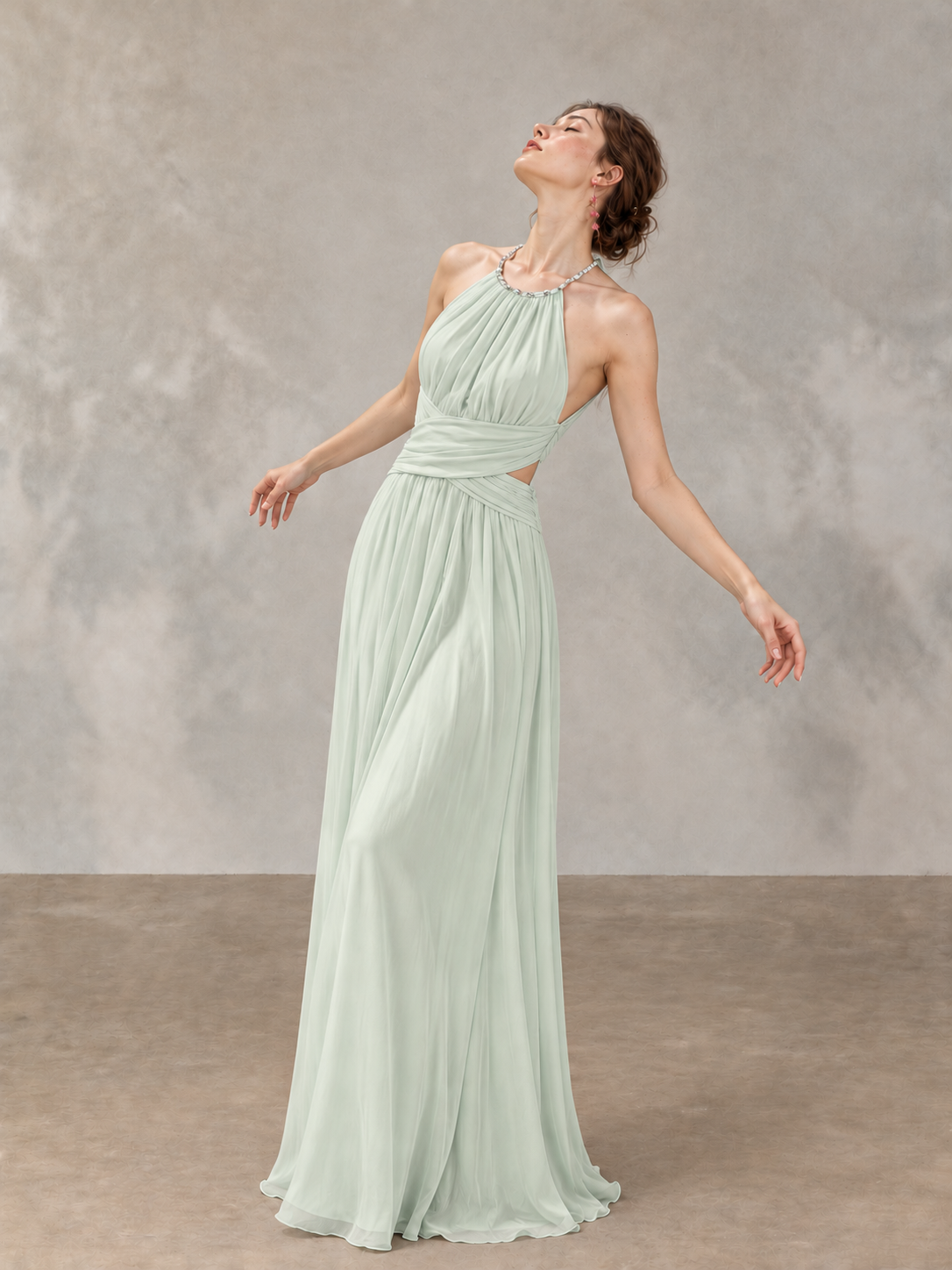 Moonlight Muse Halter Neck Backless Maxi Dress