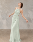 Moonlight Muse Halter Neck Backless Maxi Dress