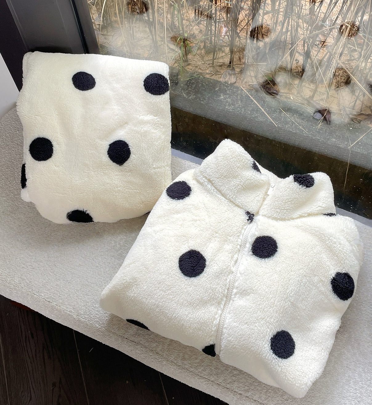 New Winter Thick Fleece-Lined Flannel Loungewear Set
