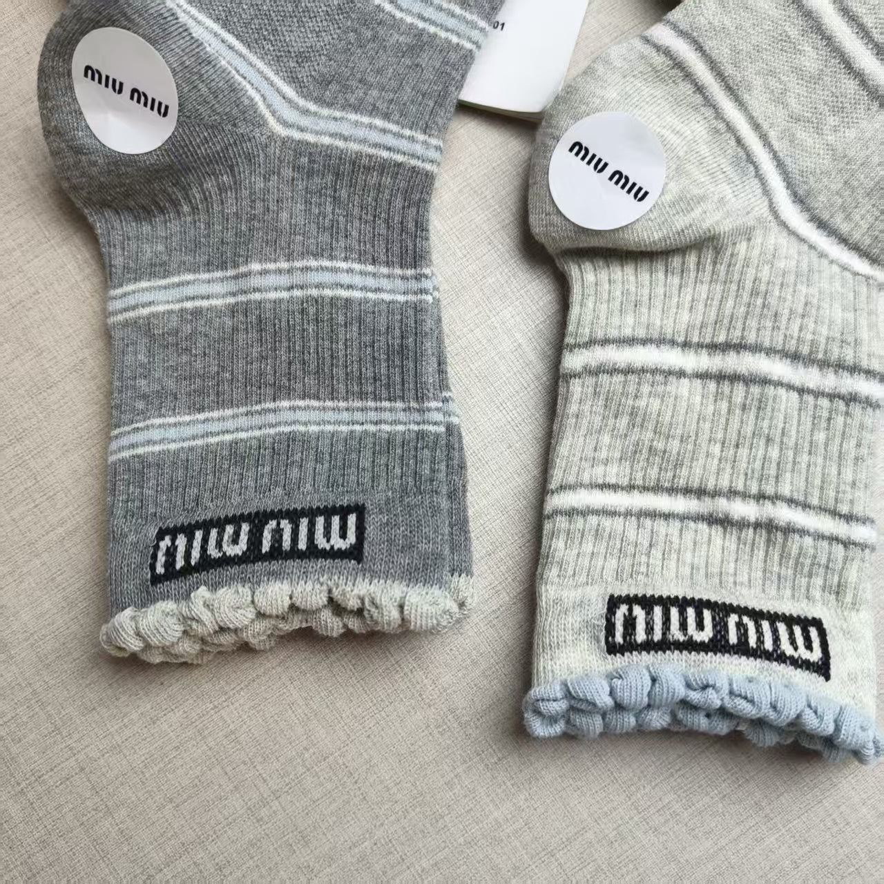 Miu Miu lace mid-calf striped socks (5 pairs/pack)