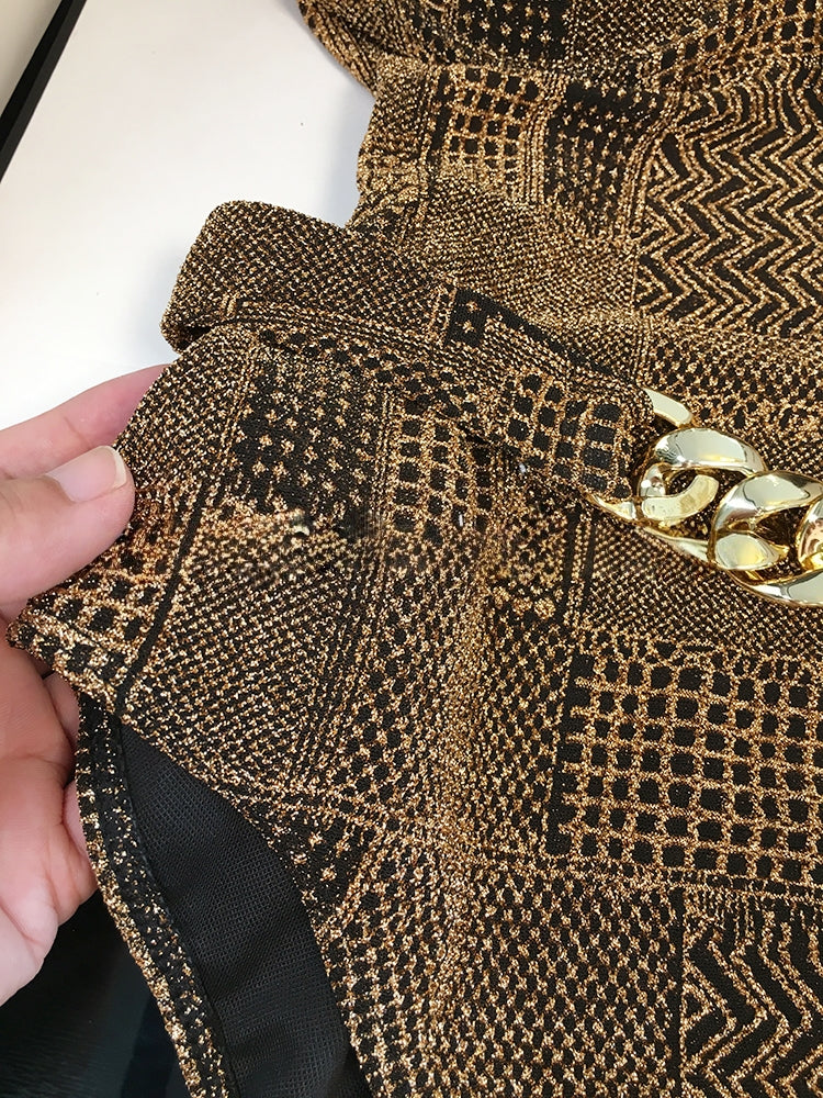 Black &amp;amp; Gold Luxe One-Shoulder Swimsuit