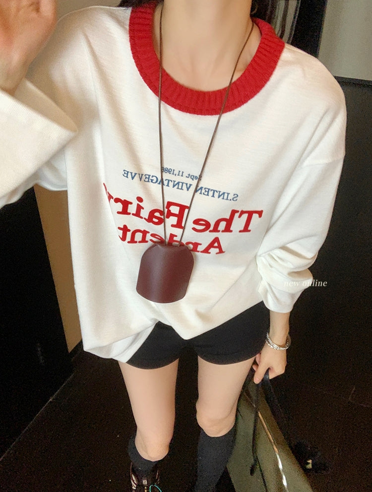 American INS-Style Round Neck Oversized Tee
