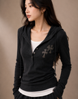 Rhinestone Cross Hoodie Lounge Set