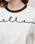 ELLE French-Style Crewneck Contrast Cotton Tee