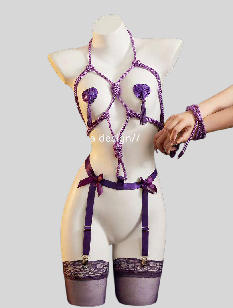 Sheer Strappy Cut-Out Lingerie Set